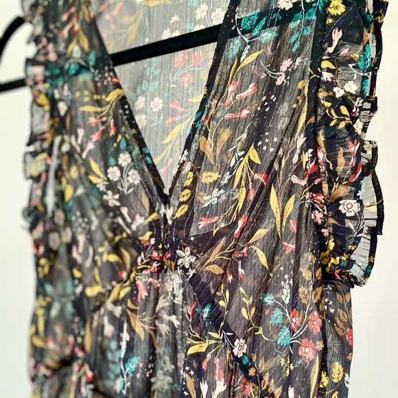 Zara Floral Ruffle Sleeve Blouse - Picture 3 of 6